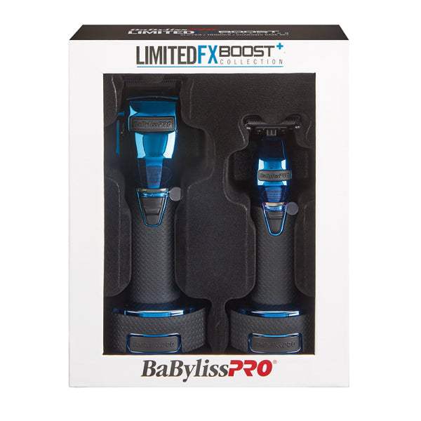BaBylissPRO Boost FX Limited Edition Blue Clipper, Trimmer & Charging Bases