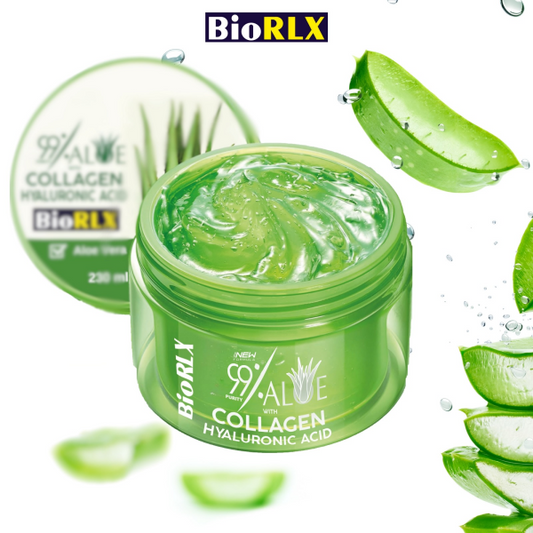 BioRLX 99% Aloe Vera Gel Collagen Hyaluronic Acid 230ml 8.45 fl oz JAR