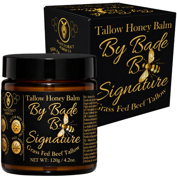 By Bade Signature By Bade  Signature Tallow Honey Balm 4.2 oz (120g) – Grass-Fed Beef Tallow Skin Moisturizer with Raw Honey & Beeswax – Deep Hydration Natural Face & Body Balm – Fast Absorbing Skin B
