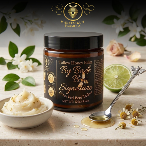 By Bade Signature By Bade  Signature Tallow Honey Balm 4.2 oz (120g) – Grass-Fed Beef Tallow Skin Moisturizer with Raw Honey & Beeswax – Deep Hydration Natural Face & Body Balm – Fast Absorbing Skin B