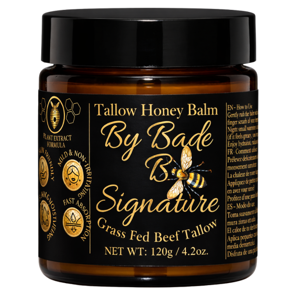 By Bade Signature By Bade  Signature Tallow Honey Balm 4.2 oz (120g) – Grass-Fed Beef Tallow Skin Moisturizer with Raw Honey & Beeswax – Deep Hydration Natural Face & Body Balm – Fast Absorbing Skin B
