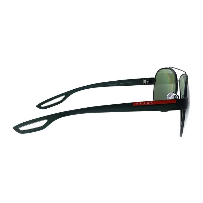 Prada SPS 55Q DG0-5X1 - Black Matte-Green Polarized by Prada for Men - 62-14-140 mm Sunglasses