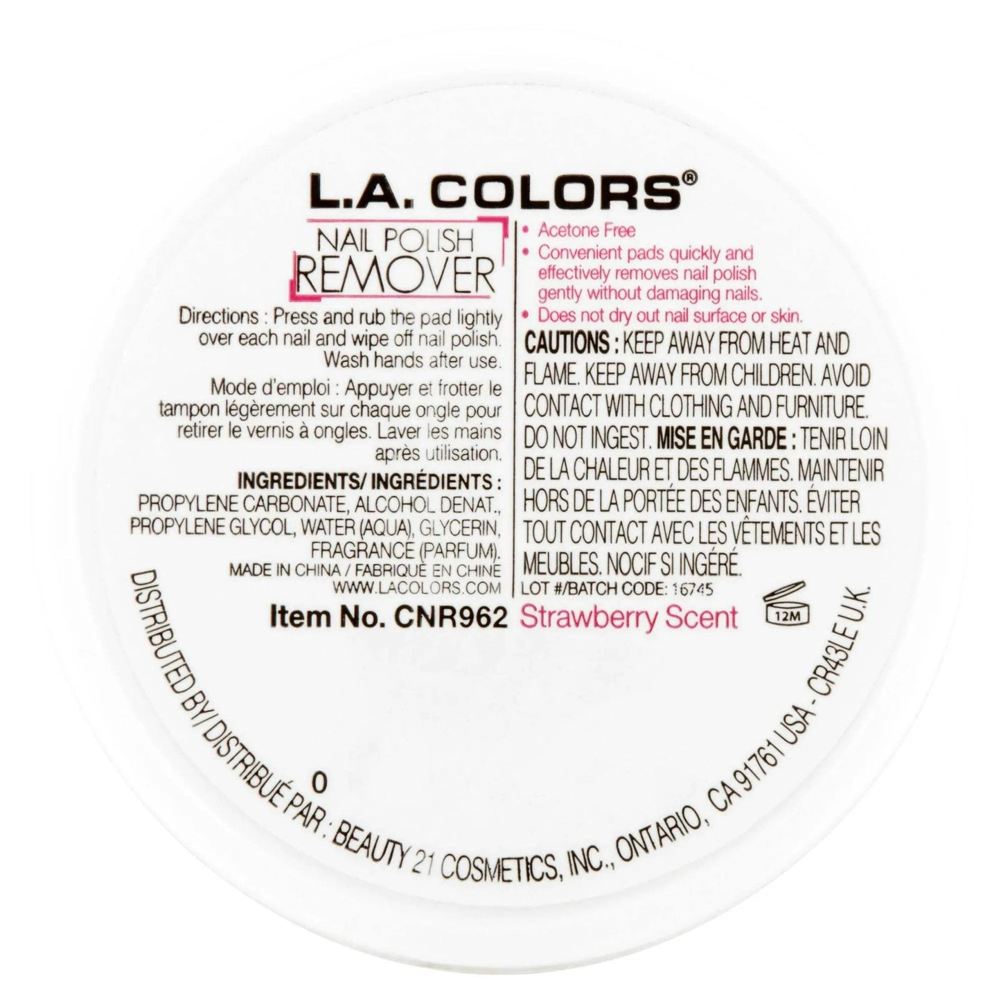 L.A. COLORS Nail Polish Remover Pads
