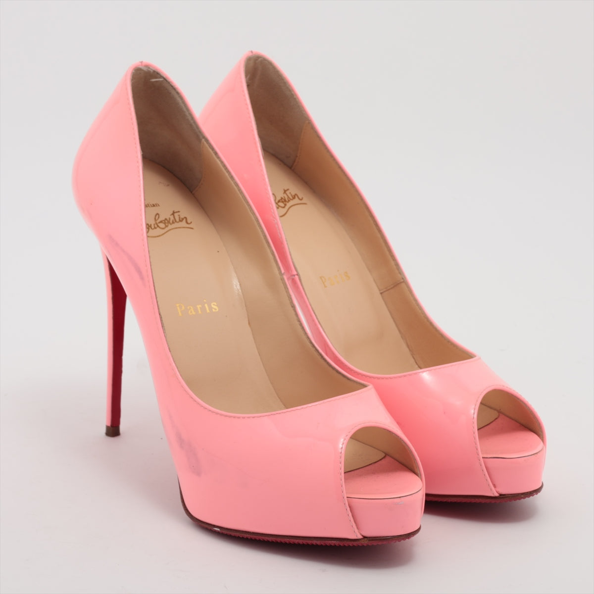 Christian Louboutin Patent Leather Open-toe Pump Pink