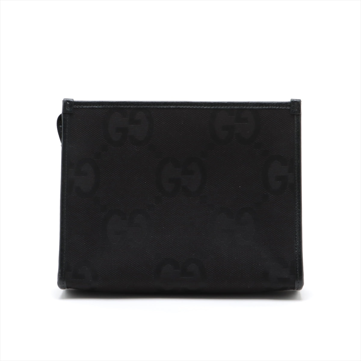 Gucci Jumbo GG Canvas  Leather Clutch Bag Black