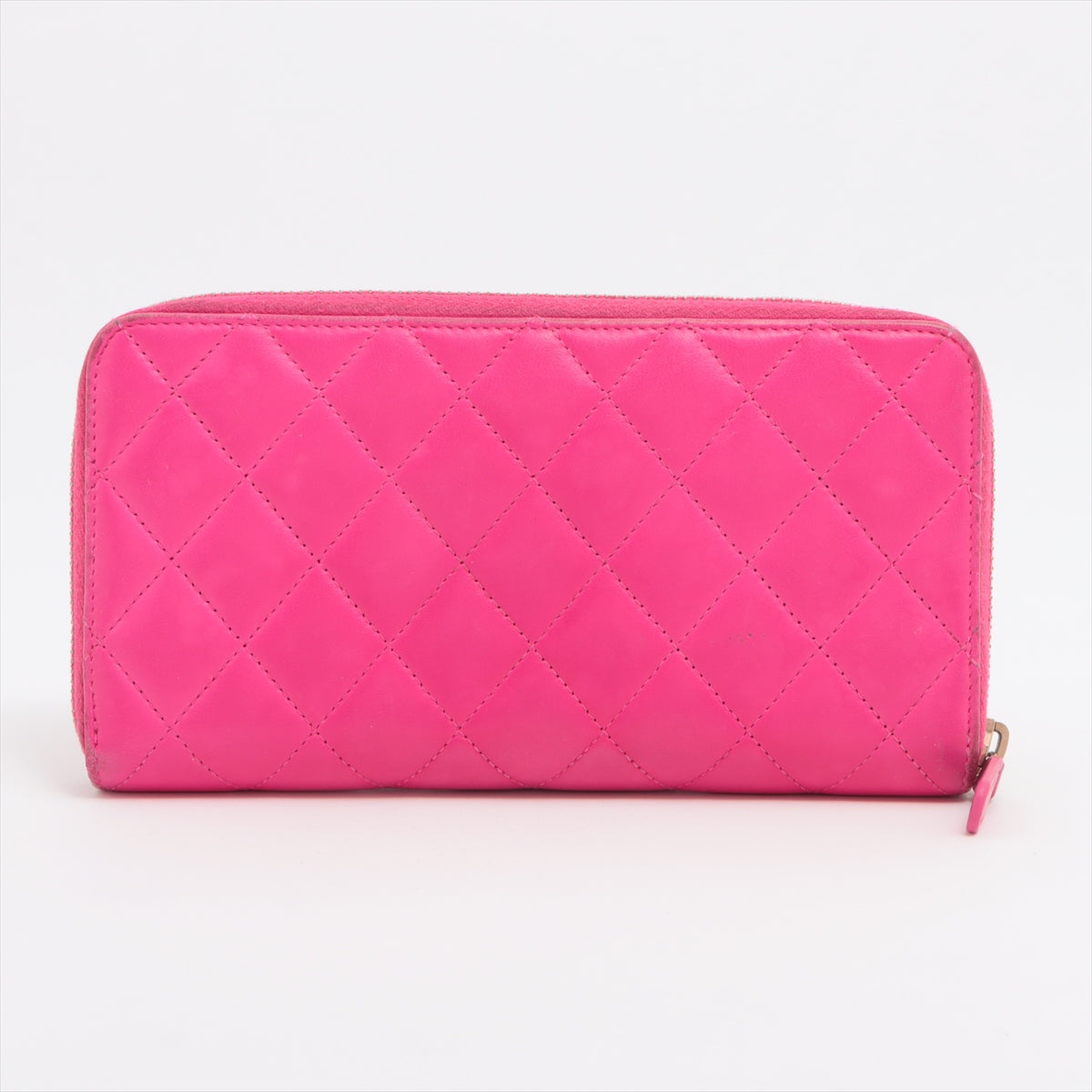 Chanel Matelasse Lambskin Zippy Long  Wallet Pink