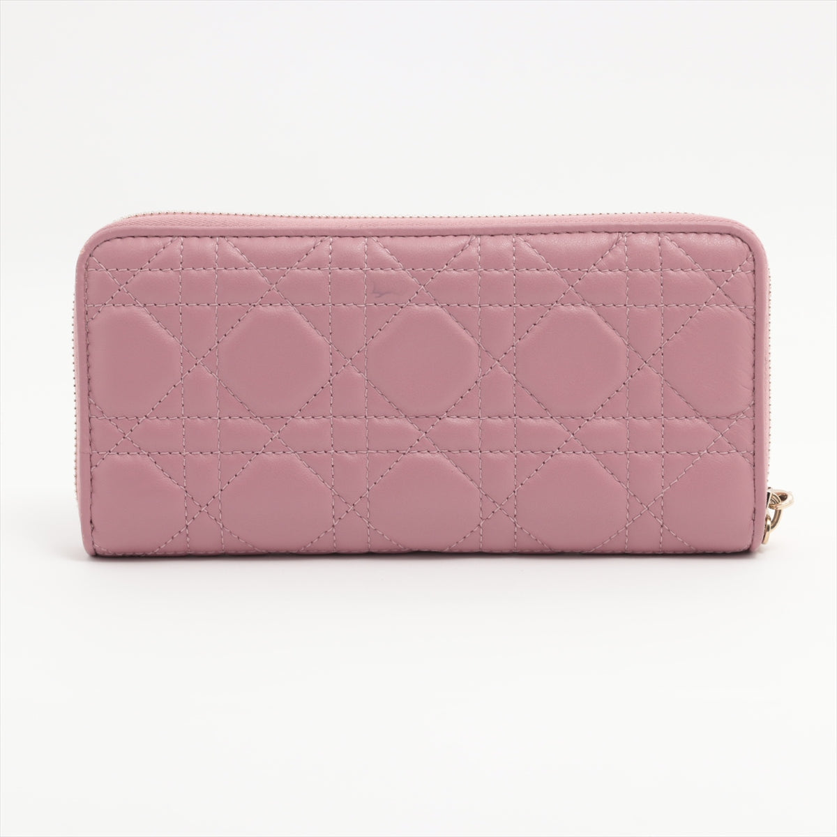 Dior Lady Dior Leather Zip Around Wallet Pink