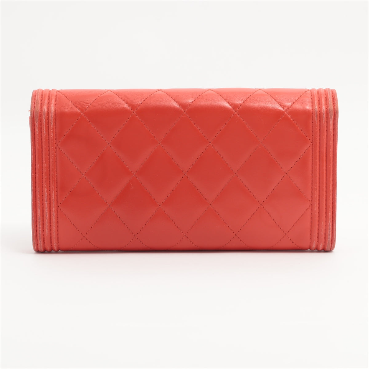 Chanel Boy Matelasse Lambskin Long Wallet Red
