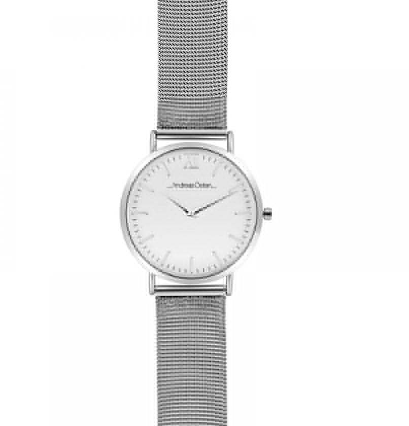 AO-131 Distrig - Silver Stainless Steel Mesh Bracelet Watch by Andreas Osten for Unisex - 1 Pc Watch