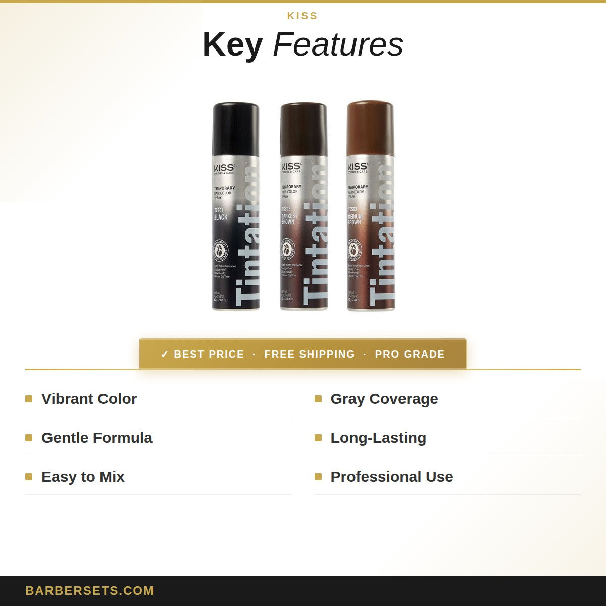 Kiss Express Tintation Temporary Hair Color Spray - Darkest Brown - 2.82 oz