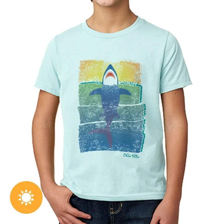 Kids Crew Tee - Rising Shark by DelSol for Kids - 1 Pc T-Shirt (YXS)