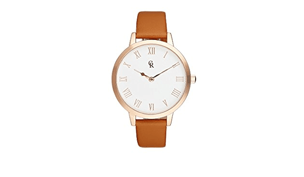 CRB003 La Basic - Rose Gold/Brown Leather Strap Watch by Charlotte Raffaelli for Women - 1 Pc Watch