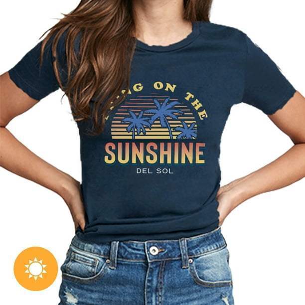 Women Crew Tee - Bring On The Sunshine - Indigo by DelSol for Women - 1 Pc T-Shirt (Large)