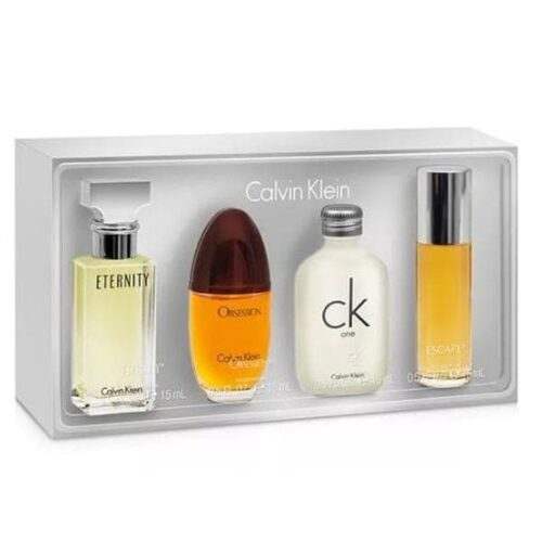 Calvin Klein Variety by Calvin Klein for Women - 4 Pc Mini Gift Set 0.5oz Obsession EDP Spray, 0.5oz CK One EDT Splash, 0.5oz Eternity EDP Spray, 0.5oz Escape EDP Spray