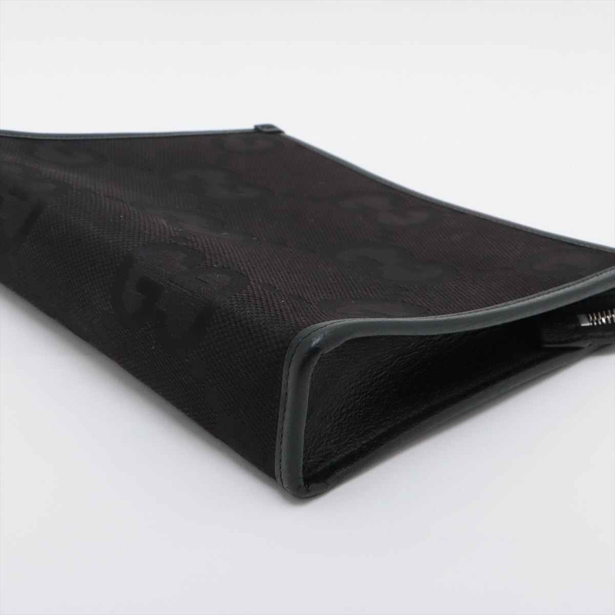 Gucci Jumbo GG Canvas  Leather Clutch Bag Black