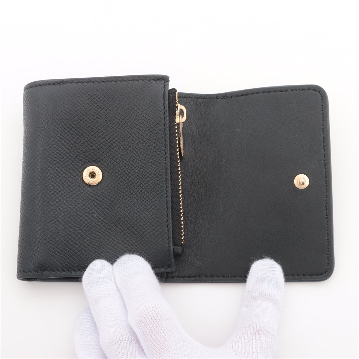 Dior Montaigne Leather Trifold Wallet Black