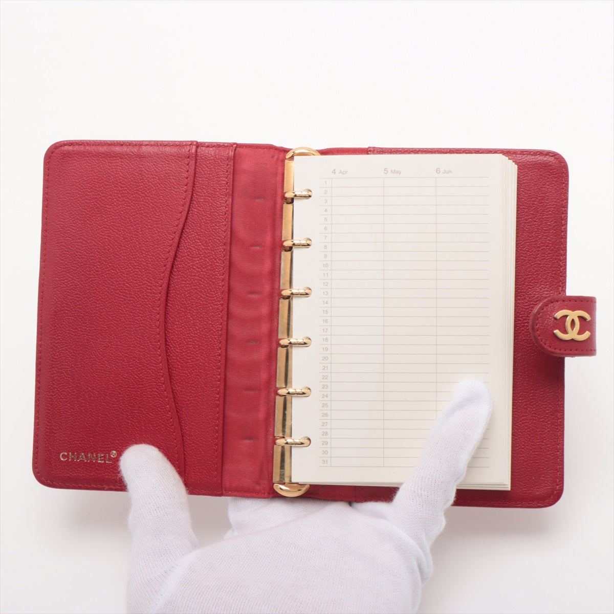 Chanel CC Logo Leather Notebook Cover Red