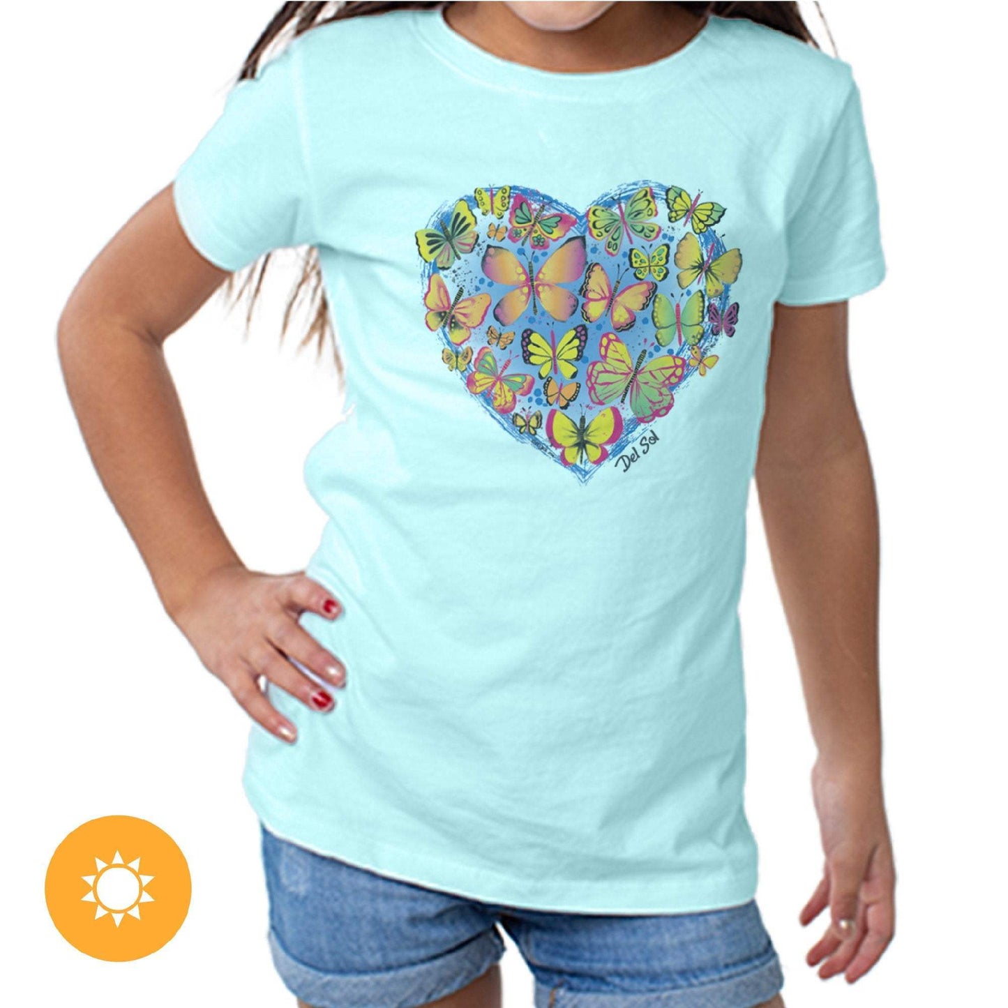 Girls Crew Tee - Heart Butterfly - Chill by DelSol for Women - 1 Pc T-Shirt (4T)