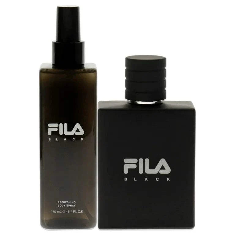 Fila Black by Fila for Men - 2 Pc Gift Set 3.4oz EDT Spray, 8.4oz Body Spray