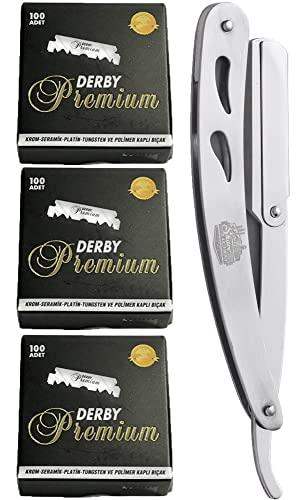 The Shave Factory Straight Edge Razor Kit (Steel Razor / 300 Derby Premium Single Edge Razor Blades) - BarberSets