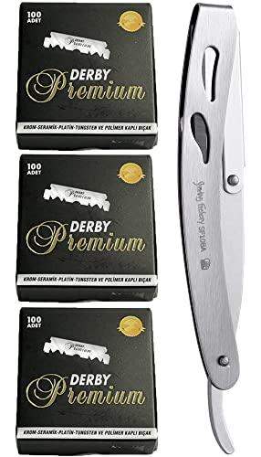 The Shave Factory Straight Edge Razor Kit (Matte / 300 Derby Premium Single Edge Razor Blades) - BarberSets