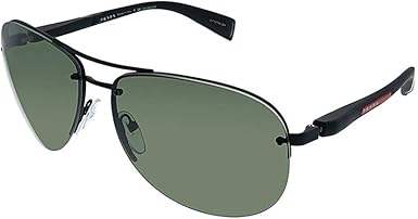Prada SPS 55Q DG0-5X1 - Black Matte-Green Polarized by Prada for Men - 62-14-140 mm Sunglasses