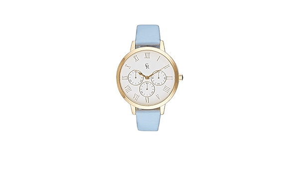 CRB011 La Basic - Gold/Light Blue Leather Strap Watch by Charlotte Raffaelli for Women - 1 Pc Watch