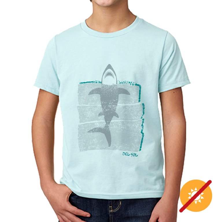 Kids Crew Tee - Rising Shark by DelSol for Kids - 1 Pc T-Shirt (YL)