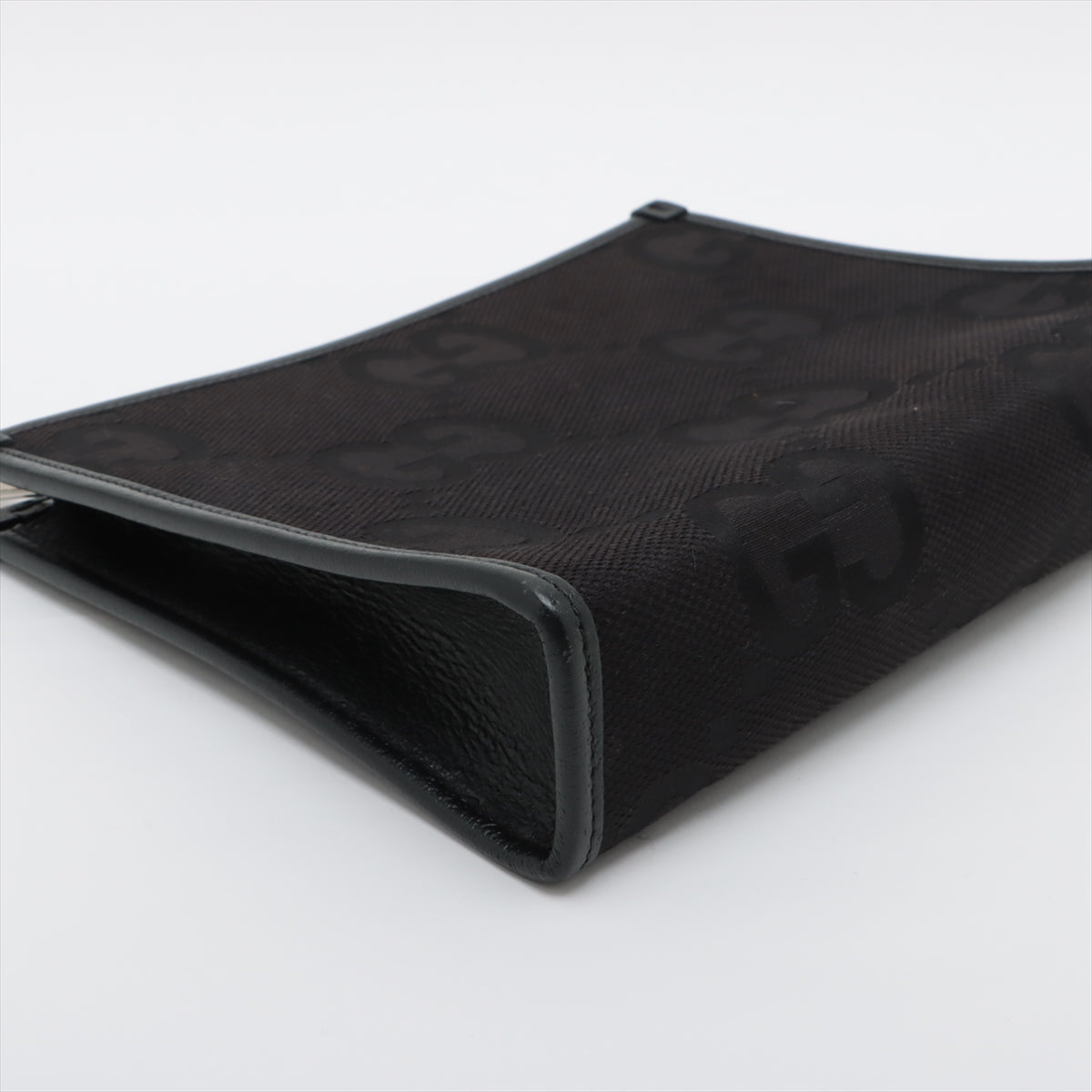 Gucci Jumbo GG Canvas  Leather Clutch Bag Black
