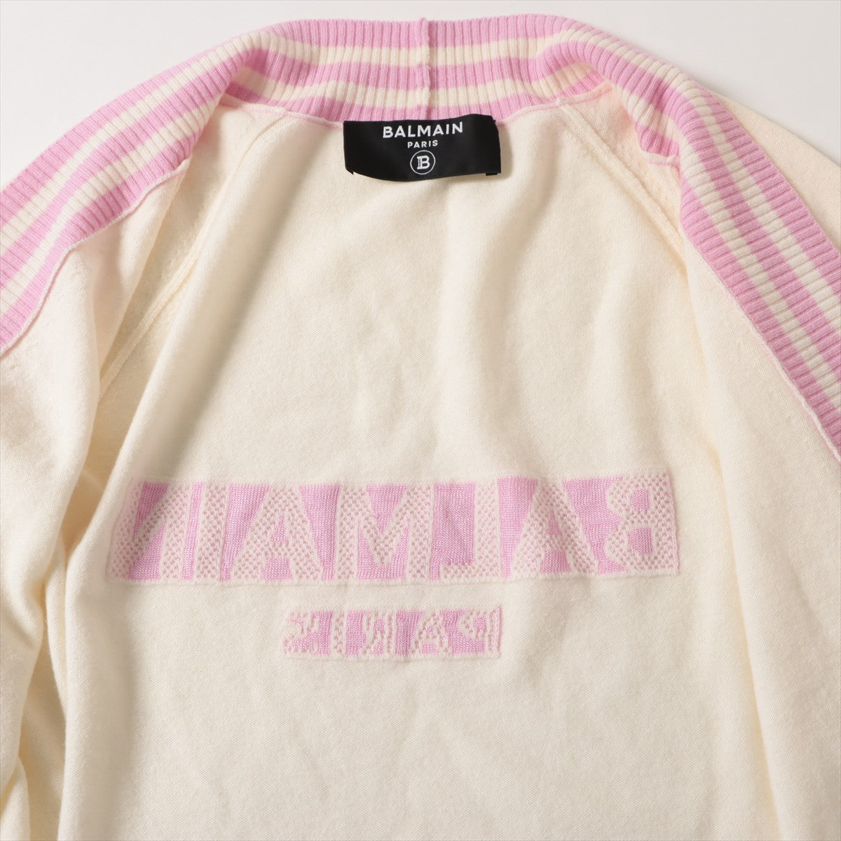 Balmain Cashmere x Wool Cardigan Cream x Pink