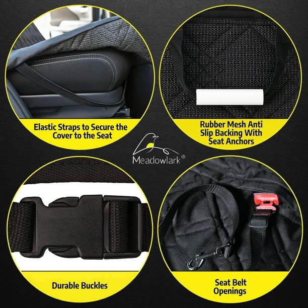 Bench Seat Protector for Pets - Standard Black by Meadowlark for Unisex - 3.3 lb Car Seat Cover