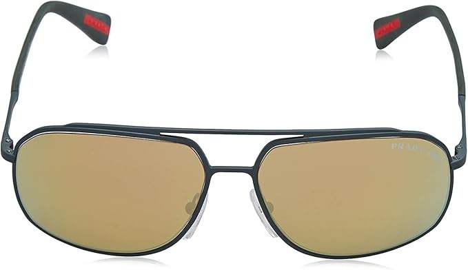 Prada SPS 56R UFI-5N2 - Green Rubber-Dark Brown Gold Polarized by Prada for Men - 60-14-140 mm Sunglasses