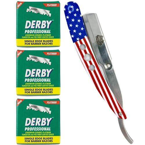 The Shave Factory Straight Edge Razor Kit (300 / Derby Professional Single Edge Razor Blades) - BarberSets