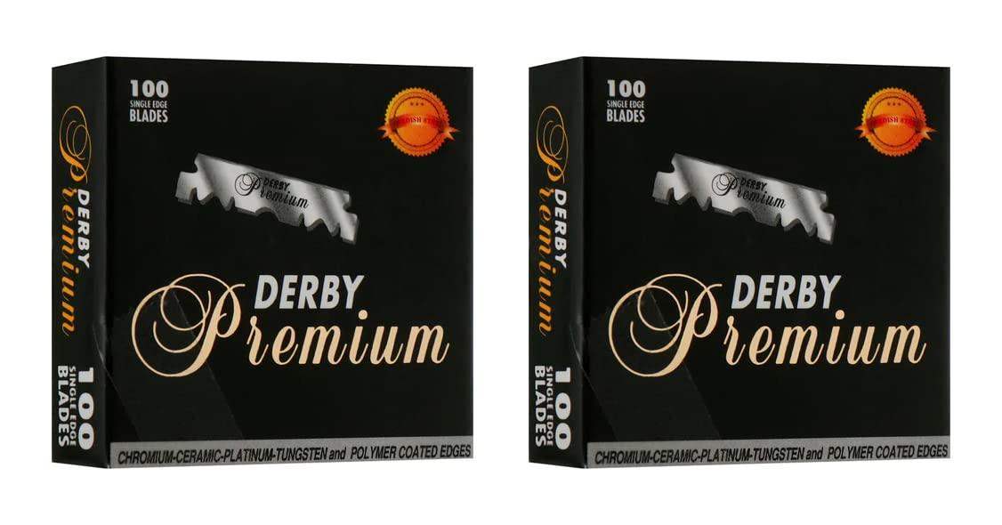 The Shave Factory Straight Edge Razor Kit (Black / 200 Derby Premium Single Edge Razor Blades) - BarberSets