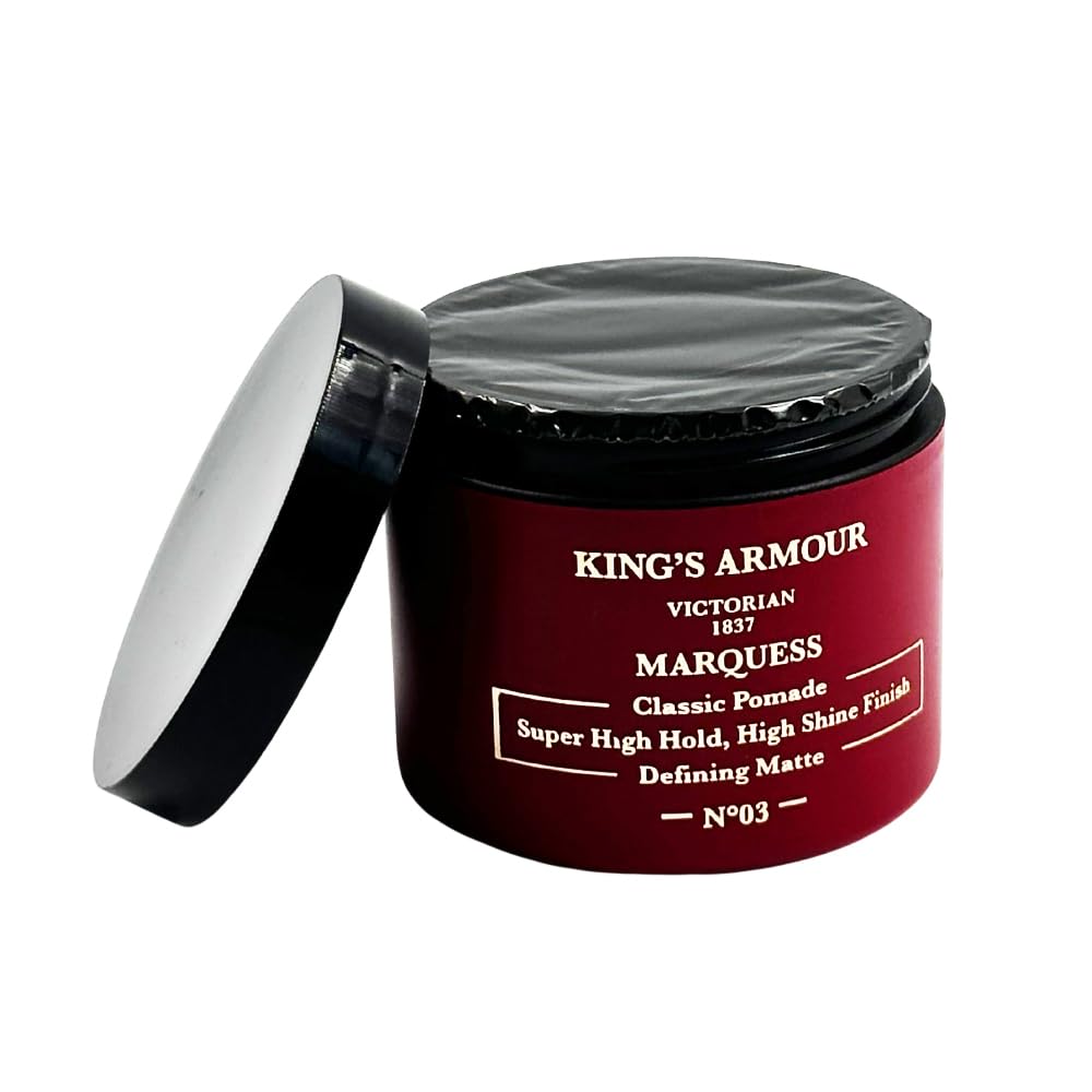 King's Armour Marquess Classic Pomade – Super High Hold, High Shine Finish, Water-Based Formula for Easy Washout, Long-Lasting Control & Sleek Styling – 110 ml (3.72 Fl Oz)