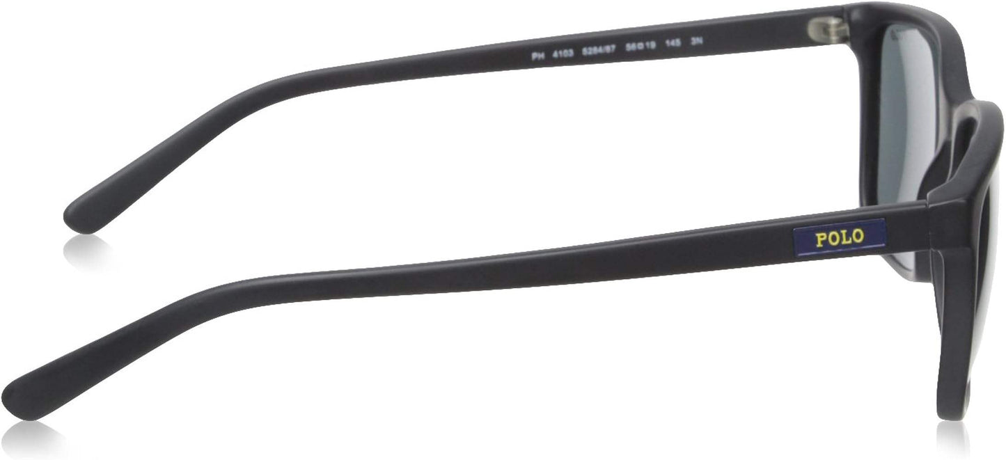 Polo Ralph Lauren PH 4103 5284-87 - Matte Black-Grey by Ralph Lauren for Men - 56-19-145 mm Sunglasses