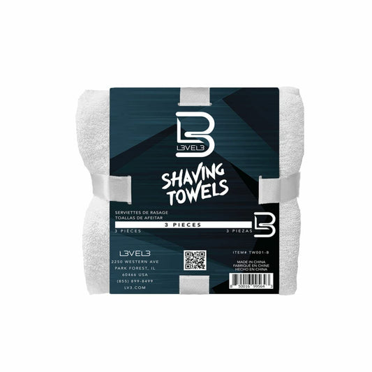 L3VEL3 White Shaving Towels -3 Pack