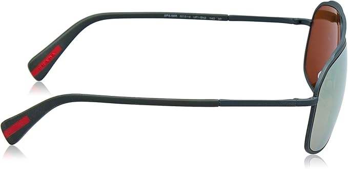 Prada SPS 56R UFI-5N2 - Green Rubber-Dark Brown Gold Polarized by Prada for Men - 60-14-140 mm Sunglasses