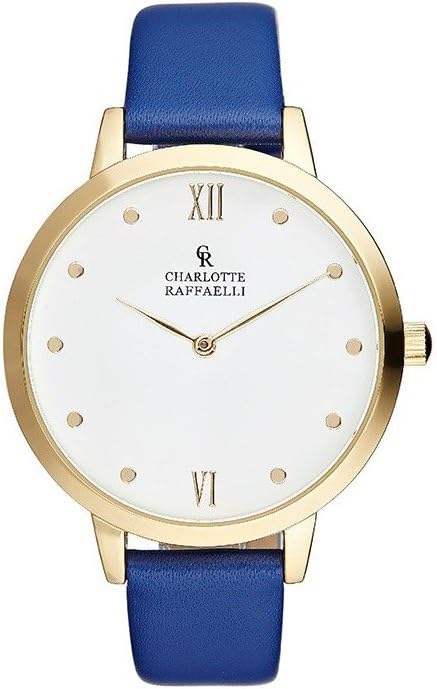 CRB008 La Basic - Gold/Blue Leather Strap Watch by Charlotte Raffaelli for Women - 1 Pc Watch