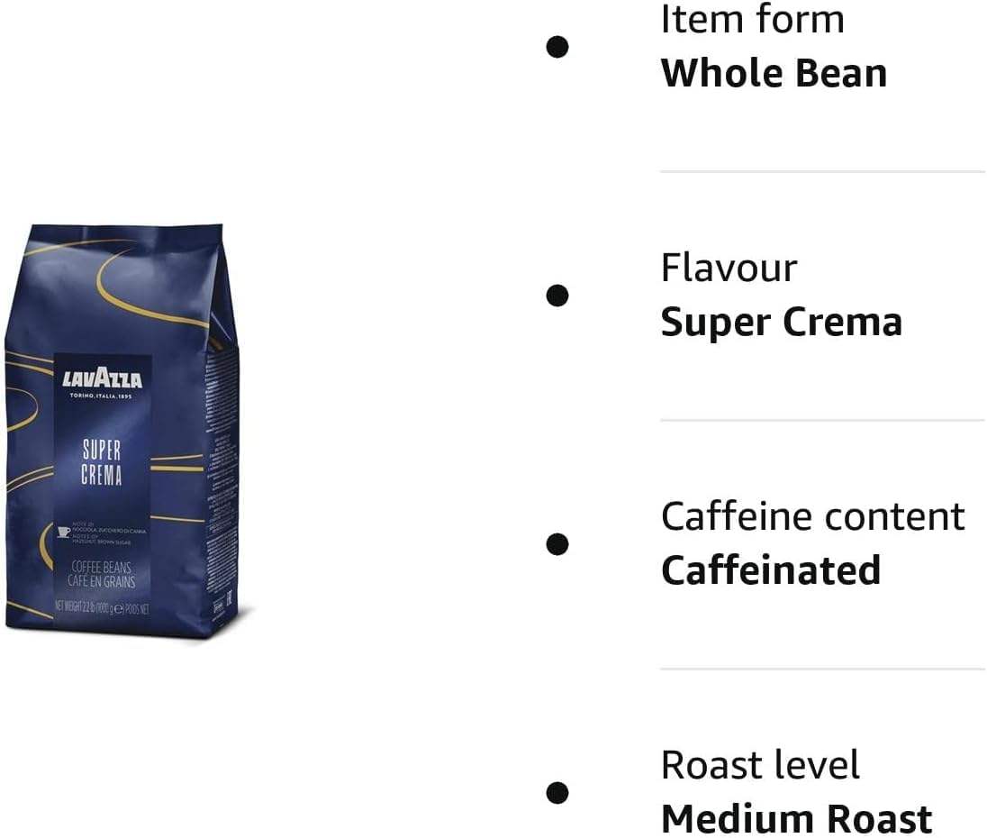 Super Crema Roast Whole Bean Coffee by Lavazza for Unisex - 35.2 oz Coffee