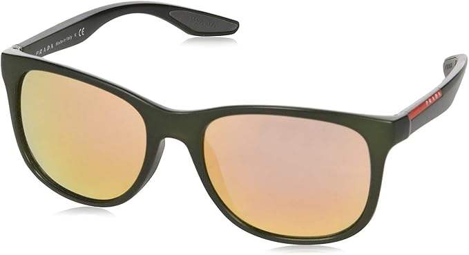 Prada SPS 03O ROS-2D2 - Military Green Semi Shiny-Grey-Rose Gold by Prada for Men - 55-18-140 mm Sunglasses