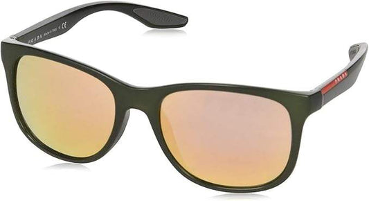 Prada SPS 03O ROS-2D2 - Military Green Semi Shiny-Grey-Rose Gold by Prada for Men - 55-18-140 mm Sunglasses