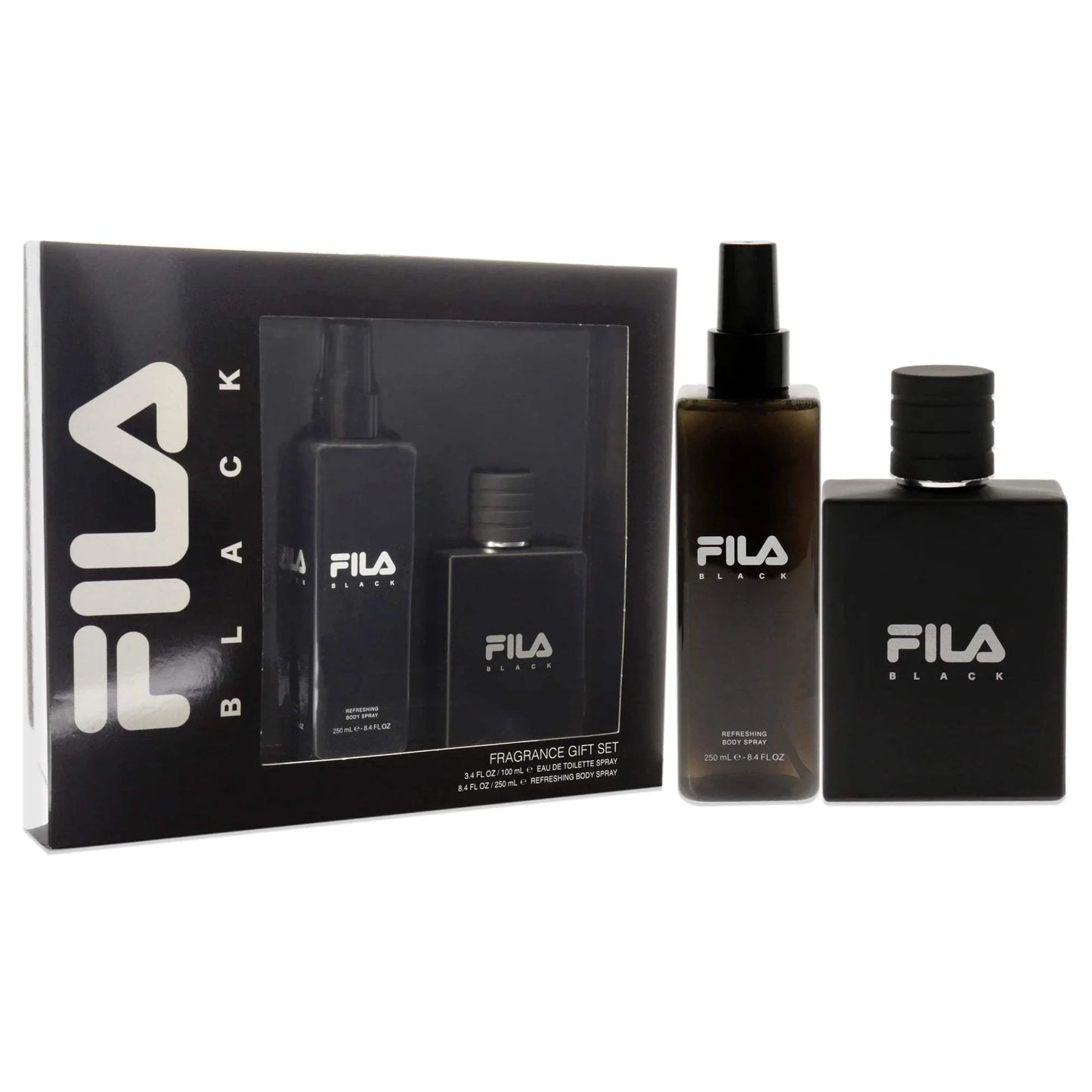 Fila Black by Fila for Men - 2 Pc Gift Set 3.4oz EDT Spray, 8.4oz Body Spray