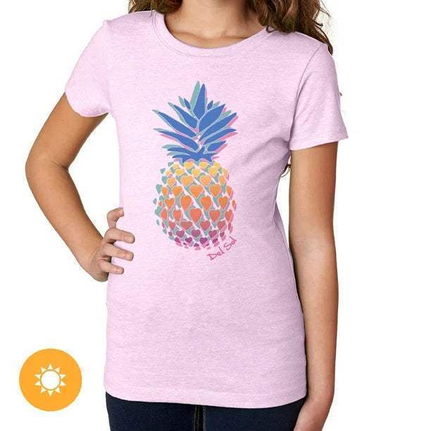 Girls Crew Tee - Pineapple Love - Lilac by DelSol for Women - 1 Pc T-Shirt (YS)