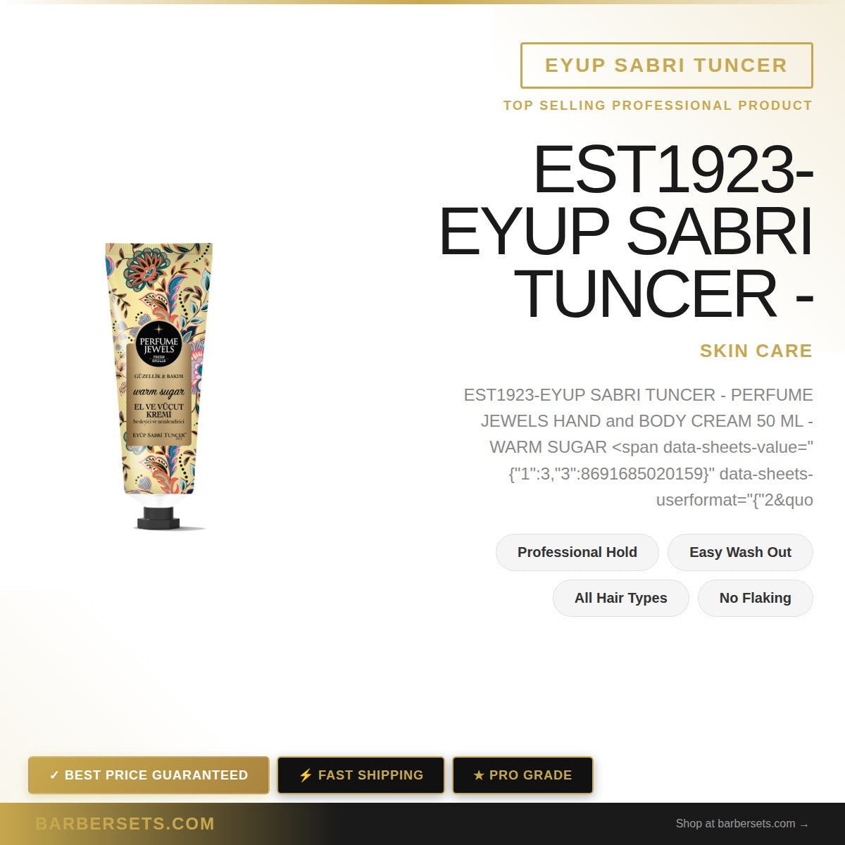 EYUP SABRI TUNCER EST1923-EYUP SABRI TUNCER - PERFUME JEWELS  HAND and BODY CREAM 50 ML - WARM SUGAR PERFUME JEWELS  HAND and BODY CREAM 50 ML - WARM SUGAR