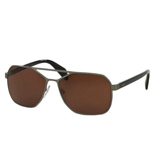 Prada SPR 54R 75S-8C1 - Brushed Gunmetal-Brown by Prada for Men - 60-15-140 mm Sunglasses