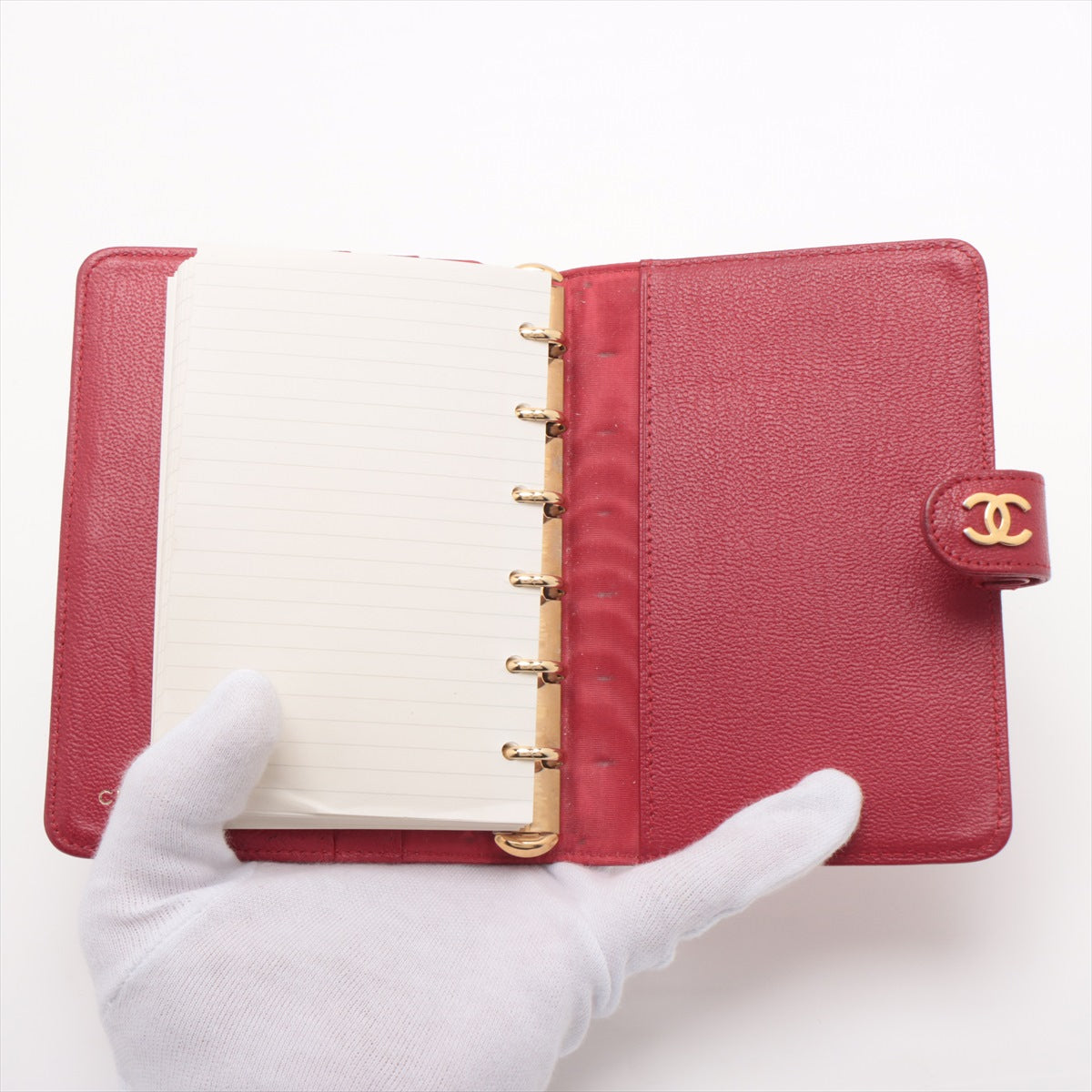 Chanel CC Logo Leather Notebook Cover Red