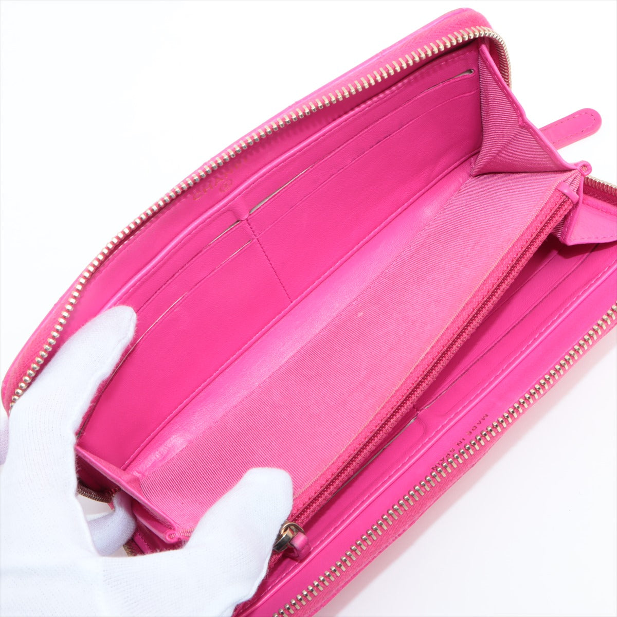 Chanel Matelasse Lambskin Zippy Long  Wallet Pink