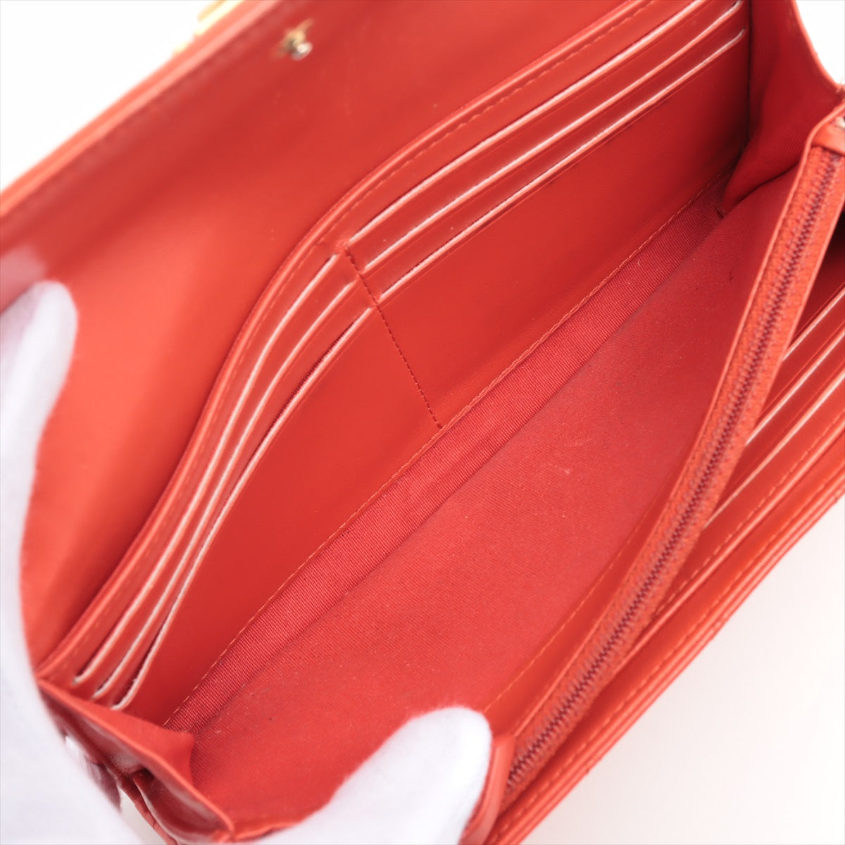 Chanel Boy Matelasse Lambskin Long Wallet Red