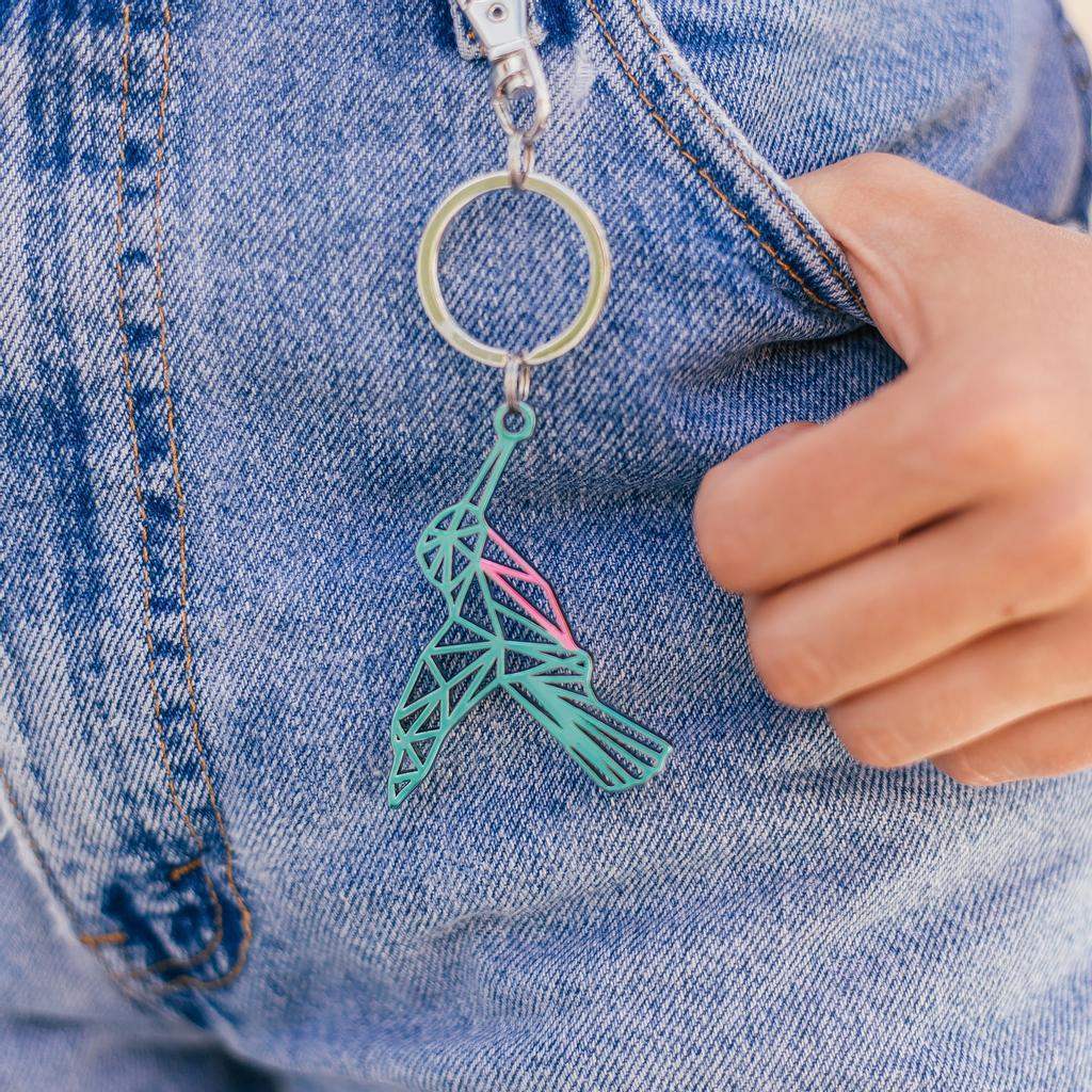 Color-Changing Key Chain Metal Hummingbird - Green by DelSol for Women - 1 Pc Keychain - Pack of 3